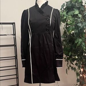 Betsey Johnson Black Trench Coat with White Trim